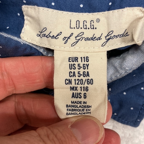 H&M label of graded goods L.O.G.G. 5/6 button down blue white dots - Picture 6 of 9